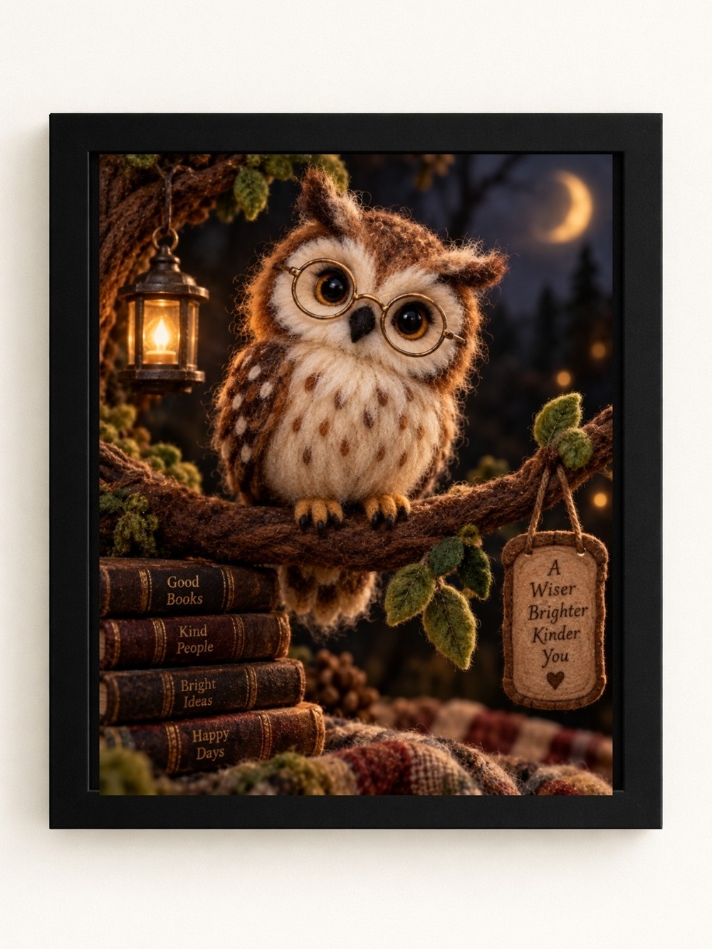Nighttime Owl A.I. Art Print 8x10 Frame